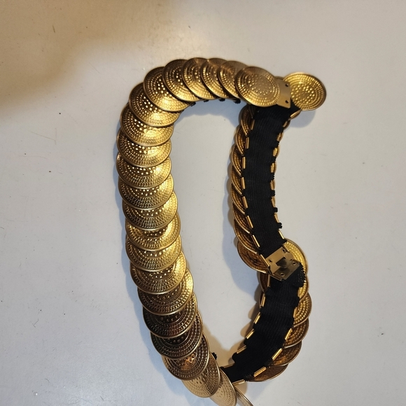 Gold Tone Women's Vintage  Disc Elastic Statement Belt OS - Picture 6 of 7